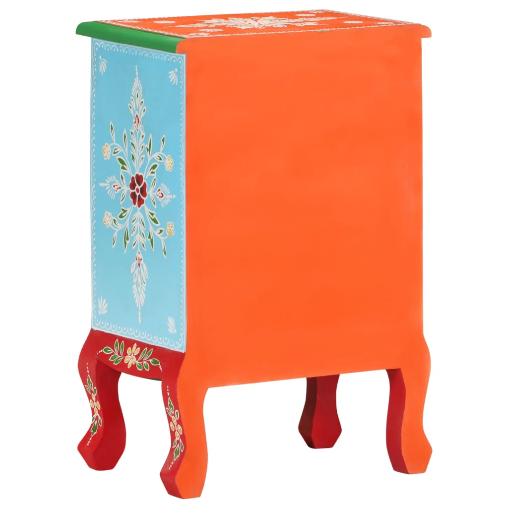 Hand Painted Bedside Cabinet 40x30x60 cm Solid Mango Wood