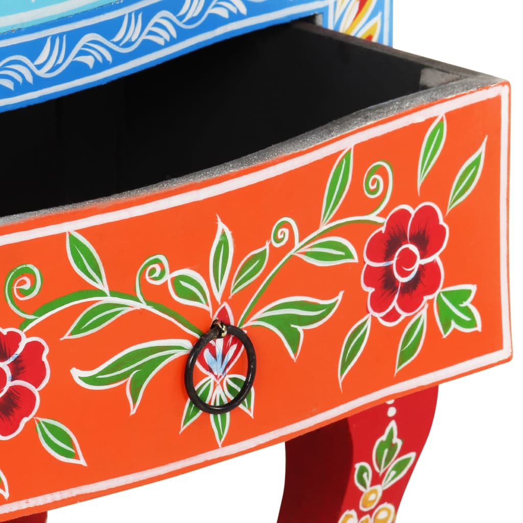 Hand Painted Bedside Cabinet 40x30x60 cm Solid Mango Wood