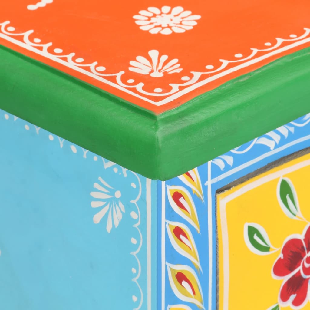 Hand Painted Bedside Cabinet 40x30x60 cm Solid Mango Wood