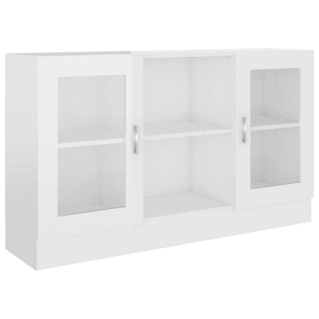 Vitrine Cabinet High Gloss White 120X30.5X70 Cm Engineered Wood