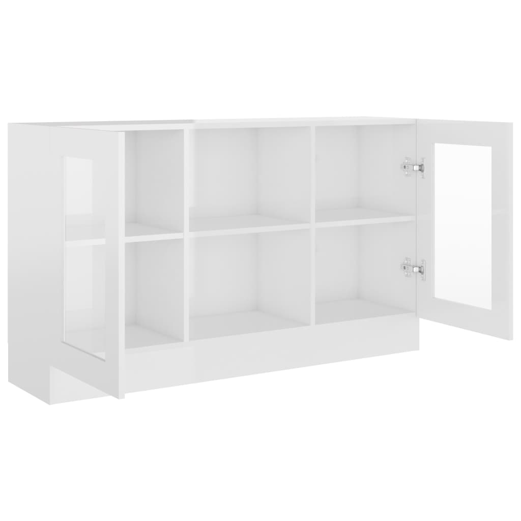 Vitrine Cabinet High Gloss White 120X30.5X70 Cm Engineered Wood