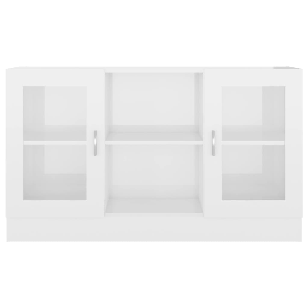 Vitrine Cabinet High Gloss White 120X30.5X70 Cm Engineered Wood