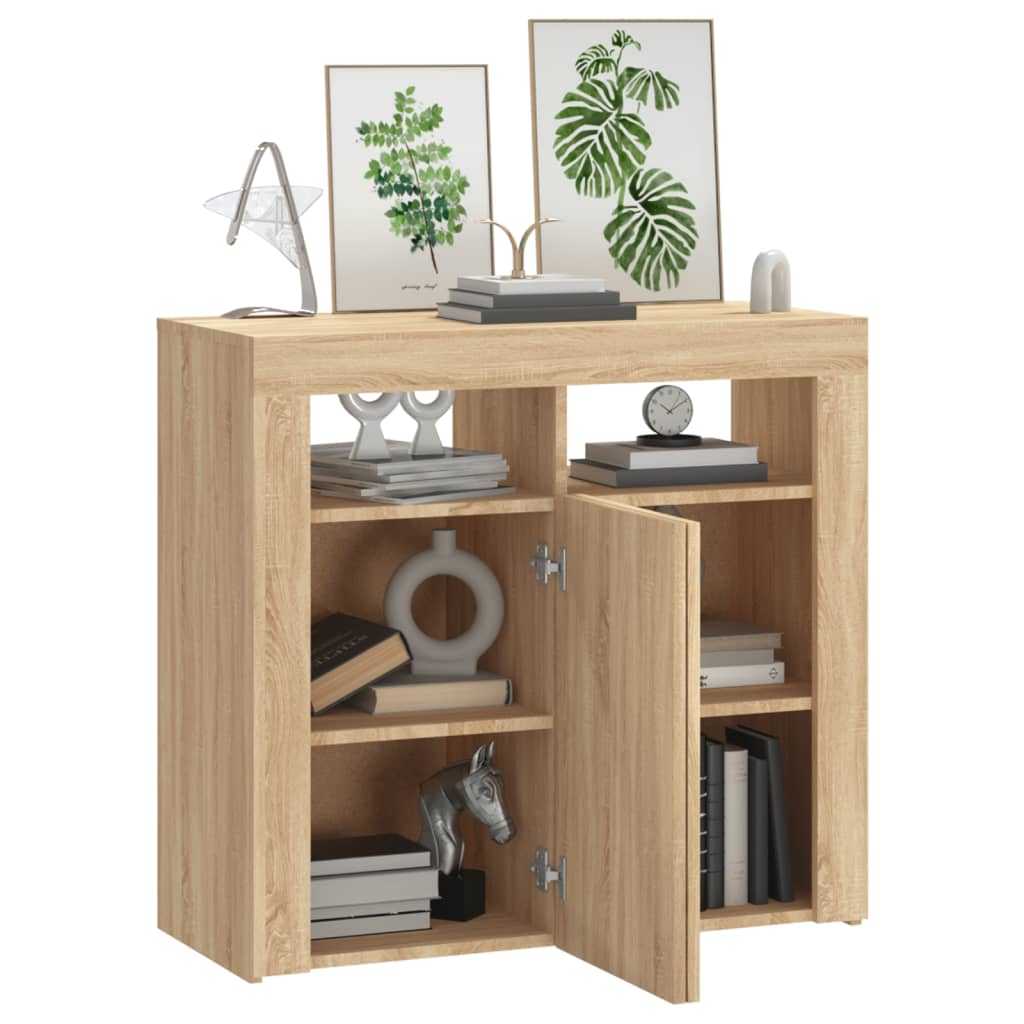 Sideboard With Led Lights Sonoma Oak 80X35X75 Cm