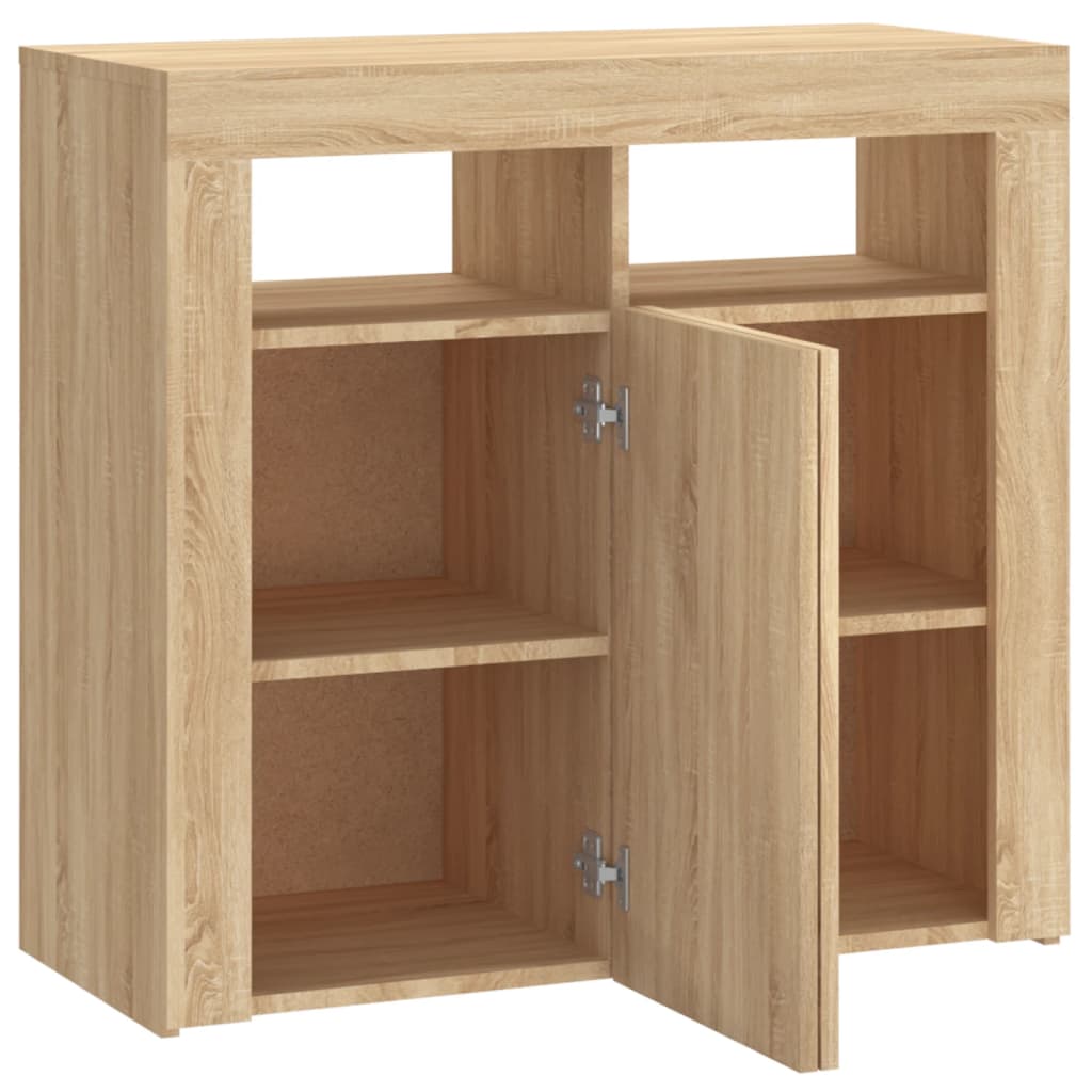 Sideboard With Led Lights Sonoma Oak 80X35X75 Cm