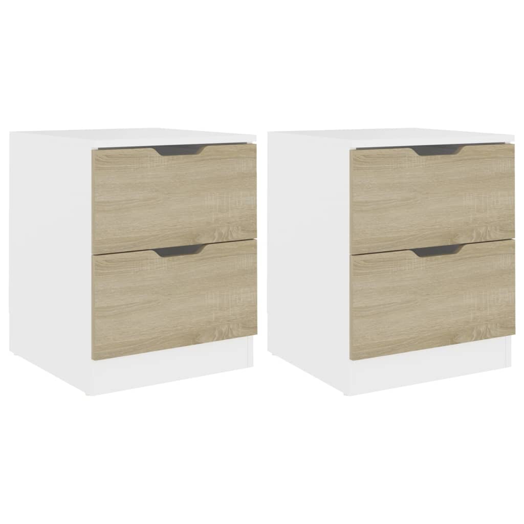 Bedside Cabinets 2 pcs White & Sonoma Oak 40x40x50 cm Engineered Wood