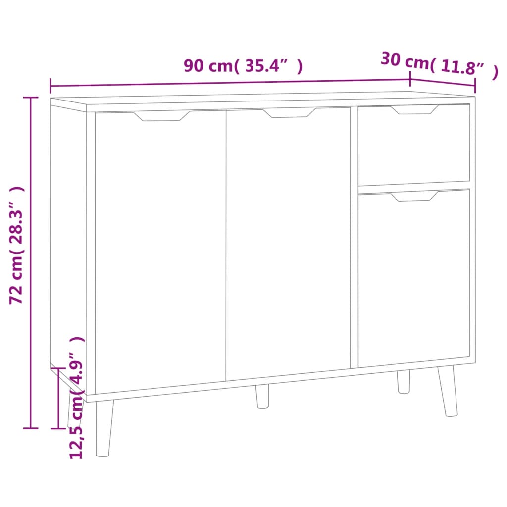 Sideboard 90X30X72 Cm Engineered Wood