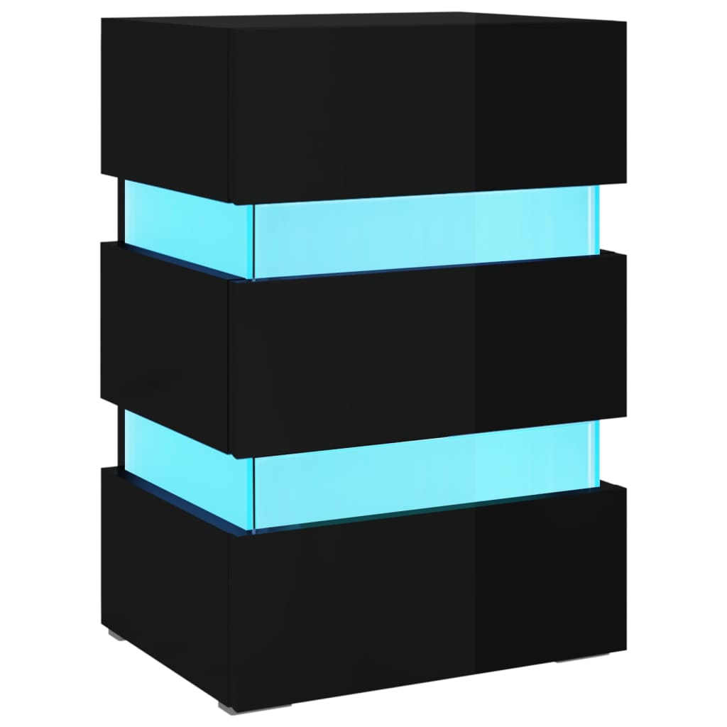 LED Bedside Cabinet High Gloss Black 45x35x67 cm Engineered Wood