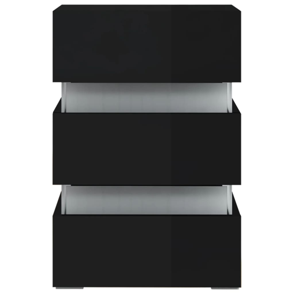 LED Bedside Cabinet High Gloss Black 45x35x67 cm Engineered Wood