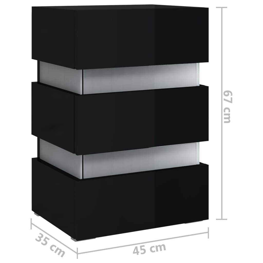 LED Bedside Cabinet High Gloss Black 45x35x67 cm Engineered Wood