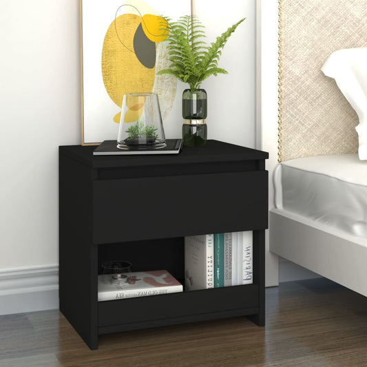 Bedside Cabinet Black 40x30x39 cm Engineered Wood