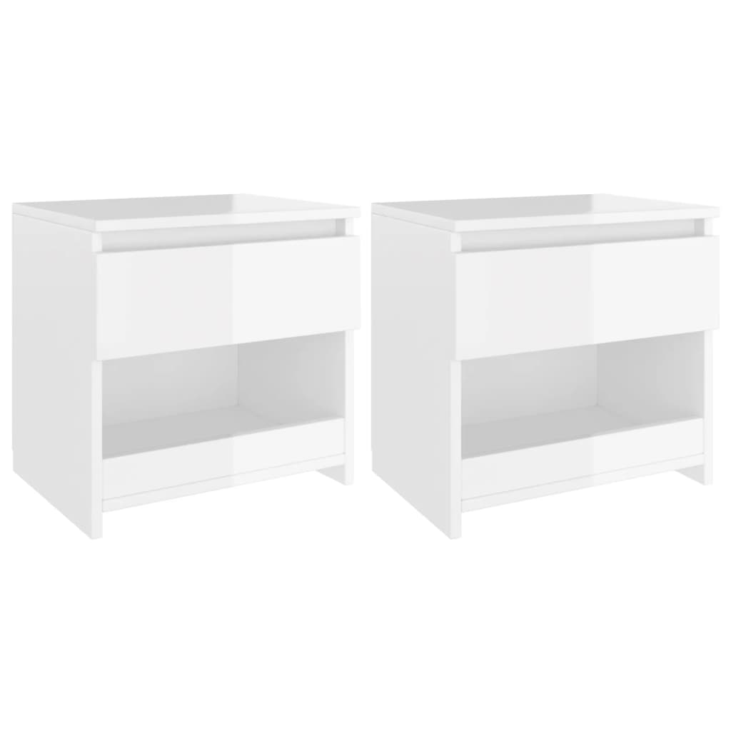 Bedside Cabinets 2 pcs High Gloss White 40x30x39 cm Engineered Wood