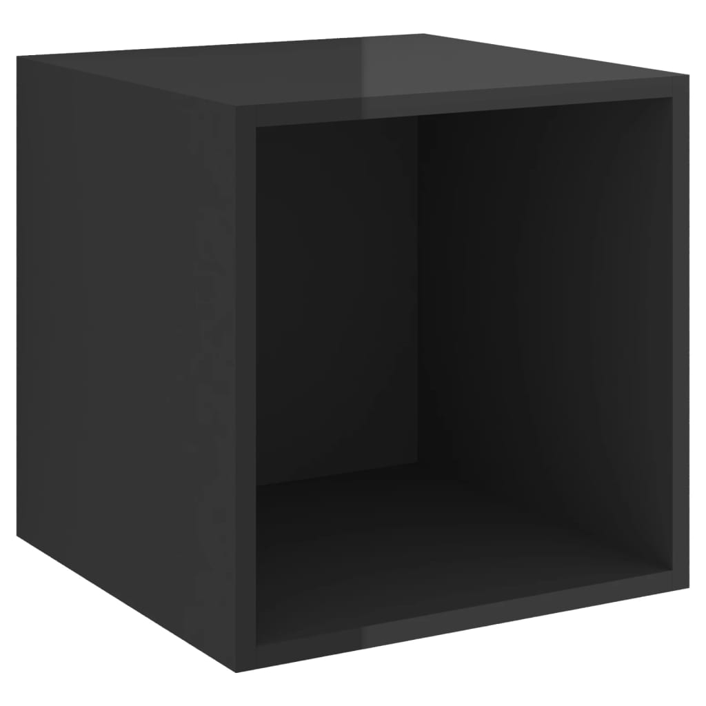 Wall Cabinet High Gloss Black 37x37x37 cm Engineered Wood