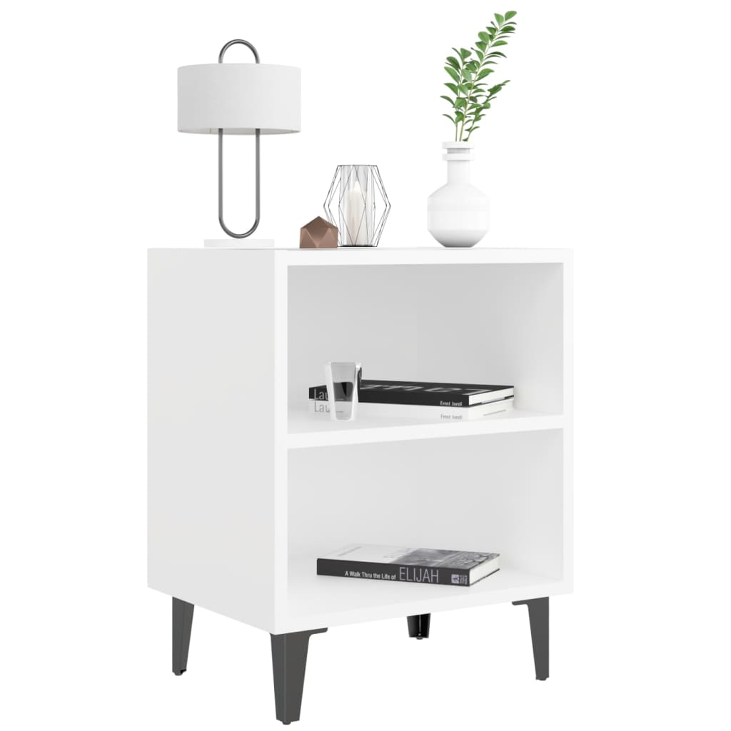 Bed Cabinets with Metal Legs 2 pcs White 40x30x50 cm