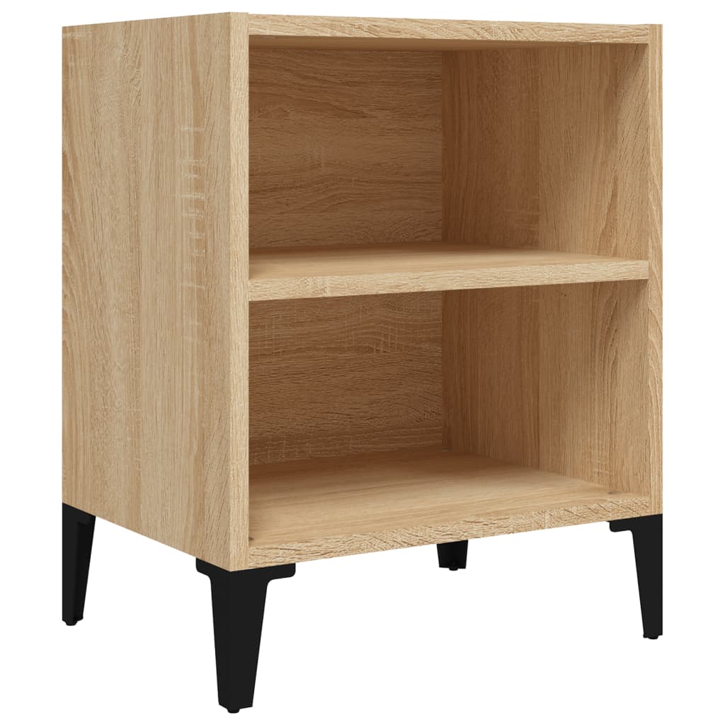 Bed Cabinet with Metal Legs Sonoma Oak 40x30x50 cm