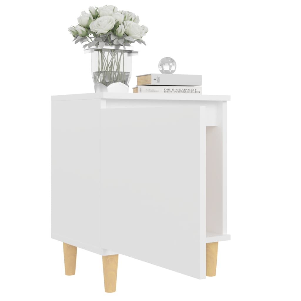 Bed Cabinets with Solid Wood Legs 2 pcs White 40x30x50 cm