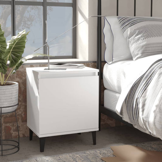 Bed Cabinet with Metal Legs White 40x30x50 cm