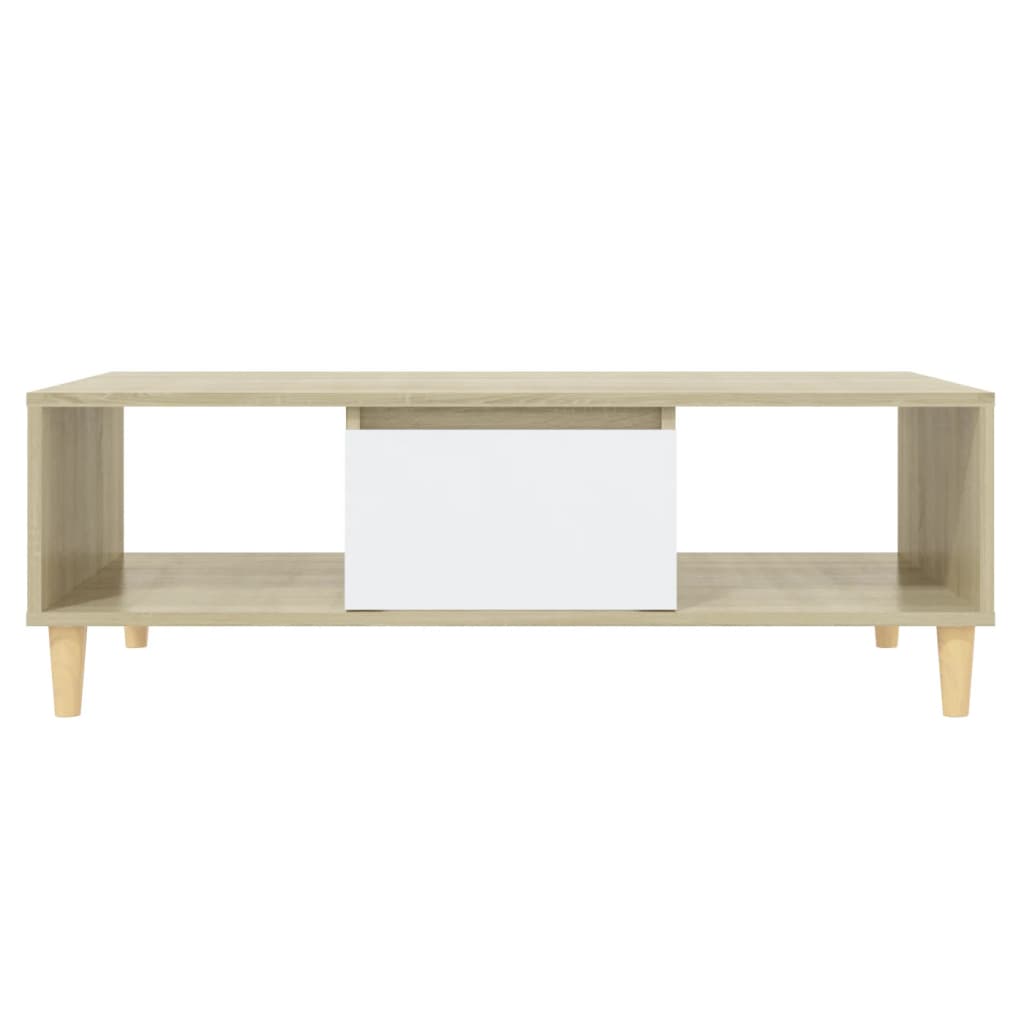 Coffee Table White and Sonoma Oak 103.5x60x35 cm Engineered Wood