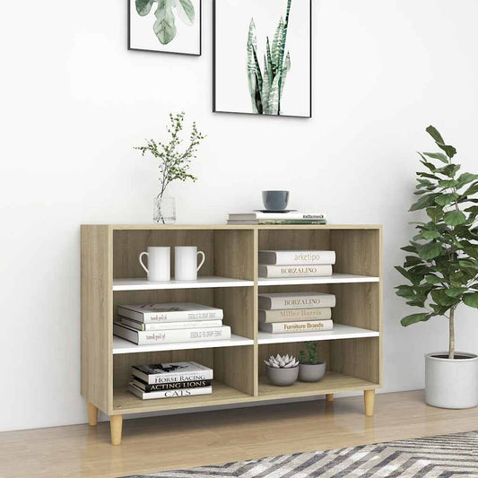 Sideboard White and Sonoma Oak 103.5x35x70 cm Engineered Wood