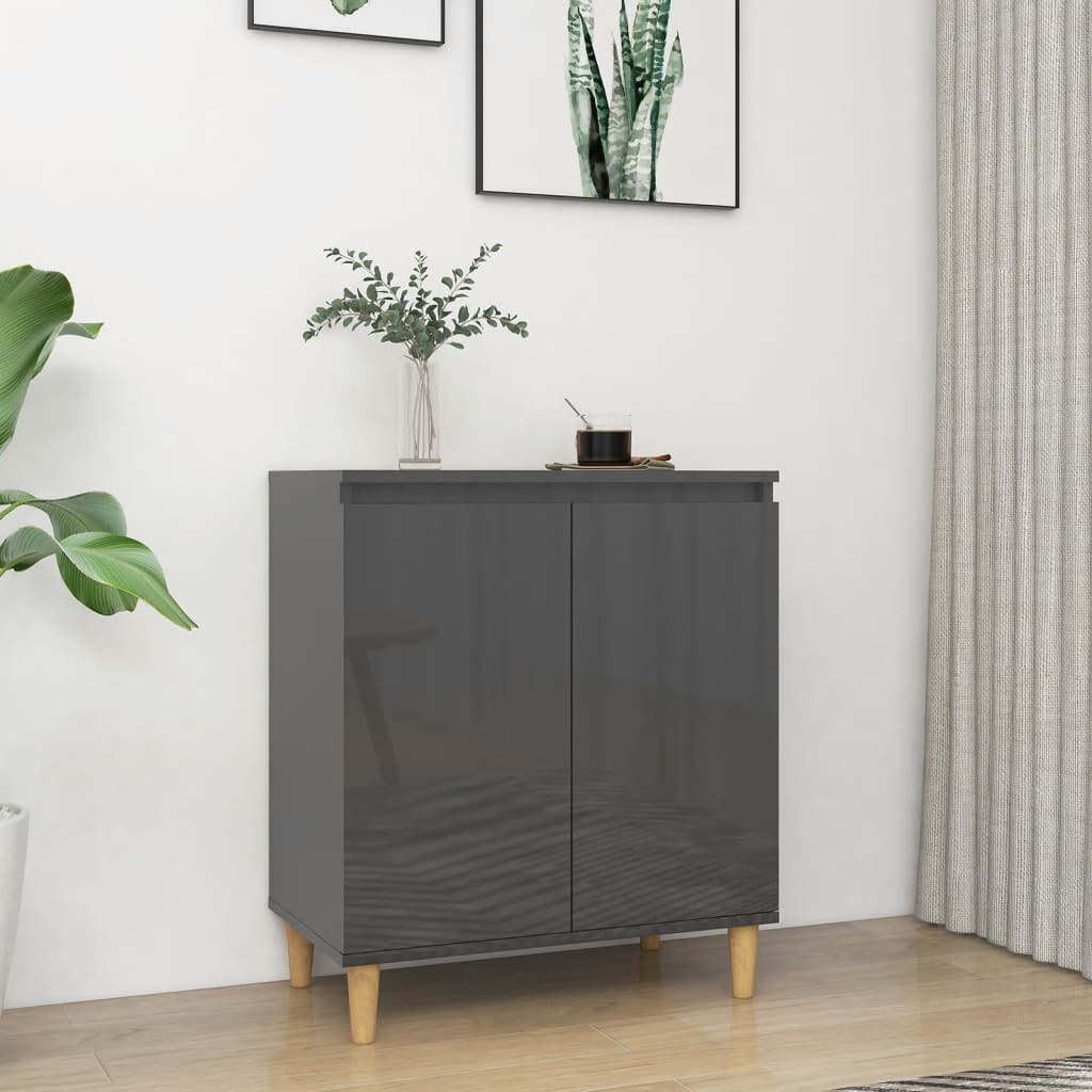 Sideboard With Solid Wood Legs 60X35X70 Cm Engineered Wood