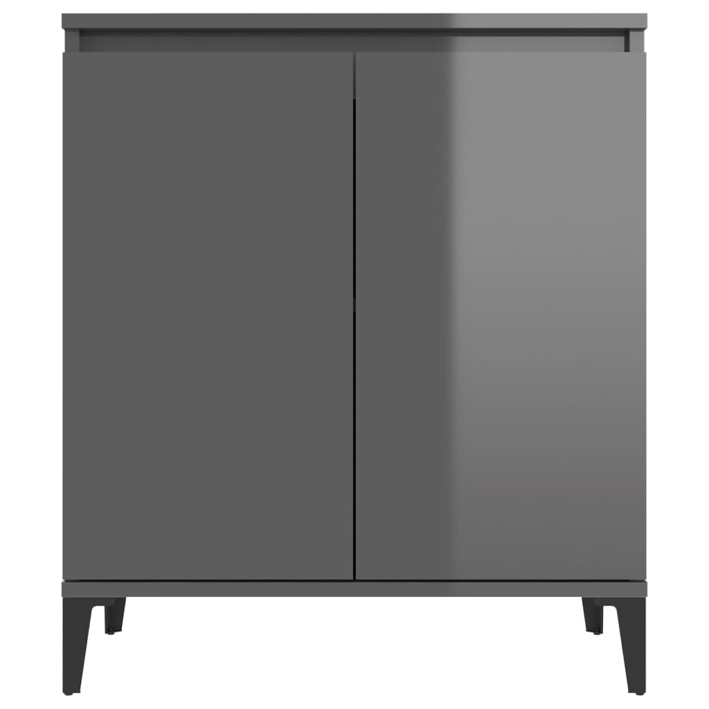 Sideboard High Gloss Grey 60x35x70 cm Engineered Wood