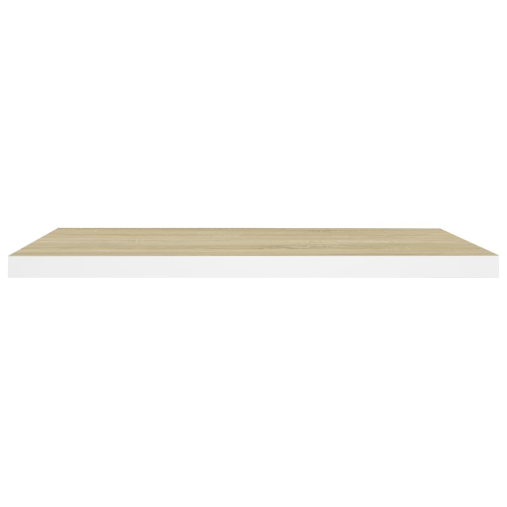 Floating Wall Shelf Oak and White 80x23.5x3.8 cm MDF