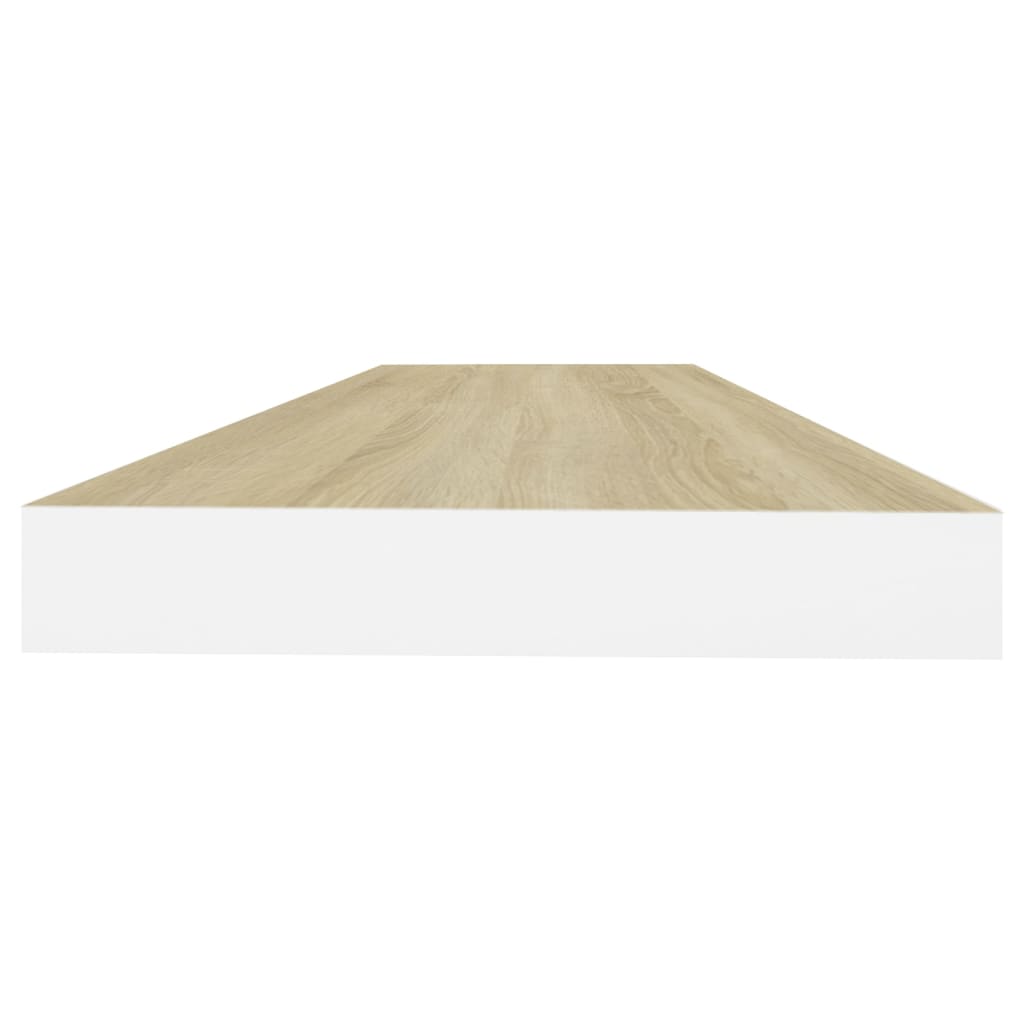 Floating Wall Shelf Oak and White 80x23.5x3.8 cm MDF