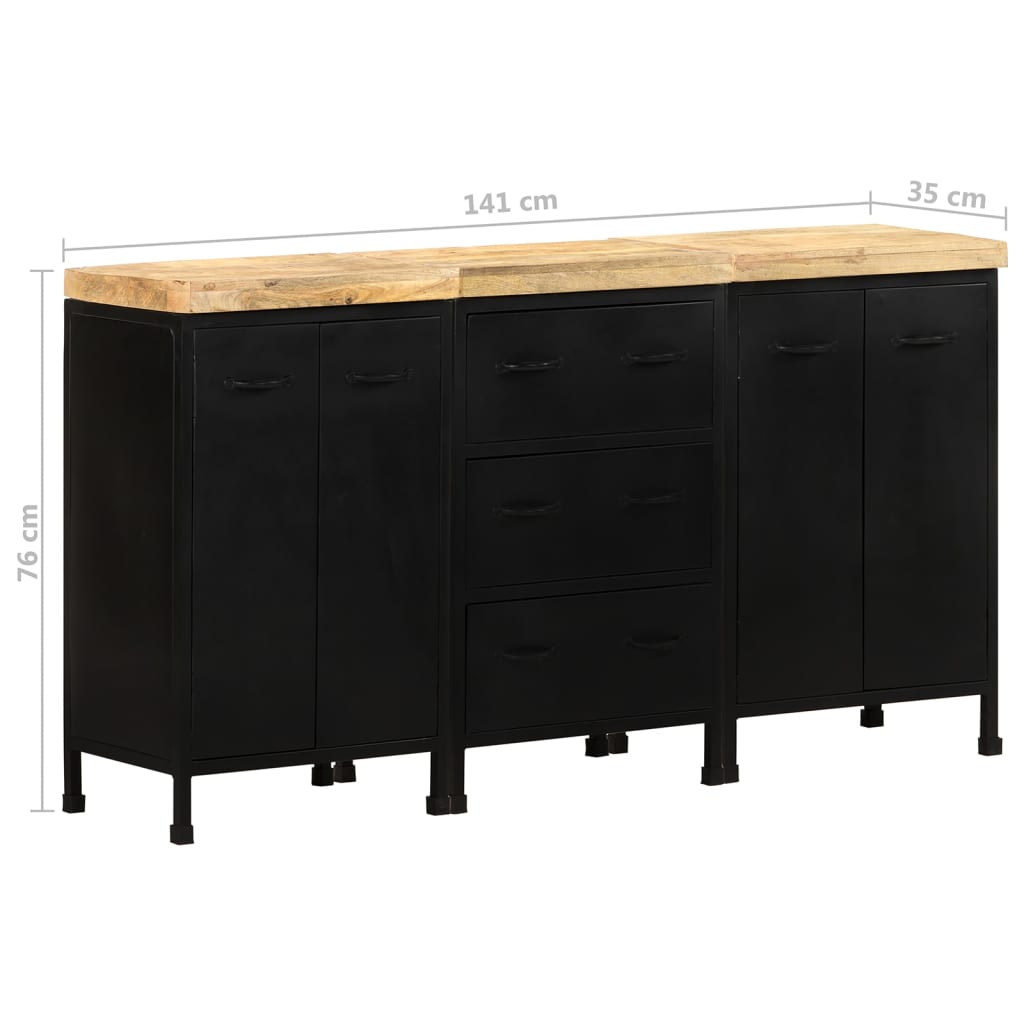 Sideboard With 3 Drawers And 4 Doors Rough Mango Wood