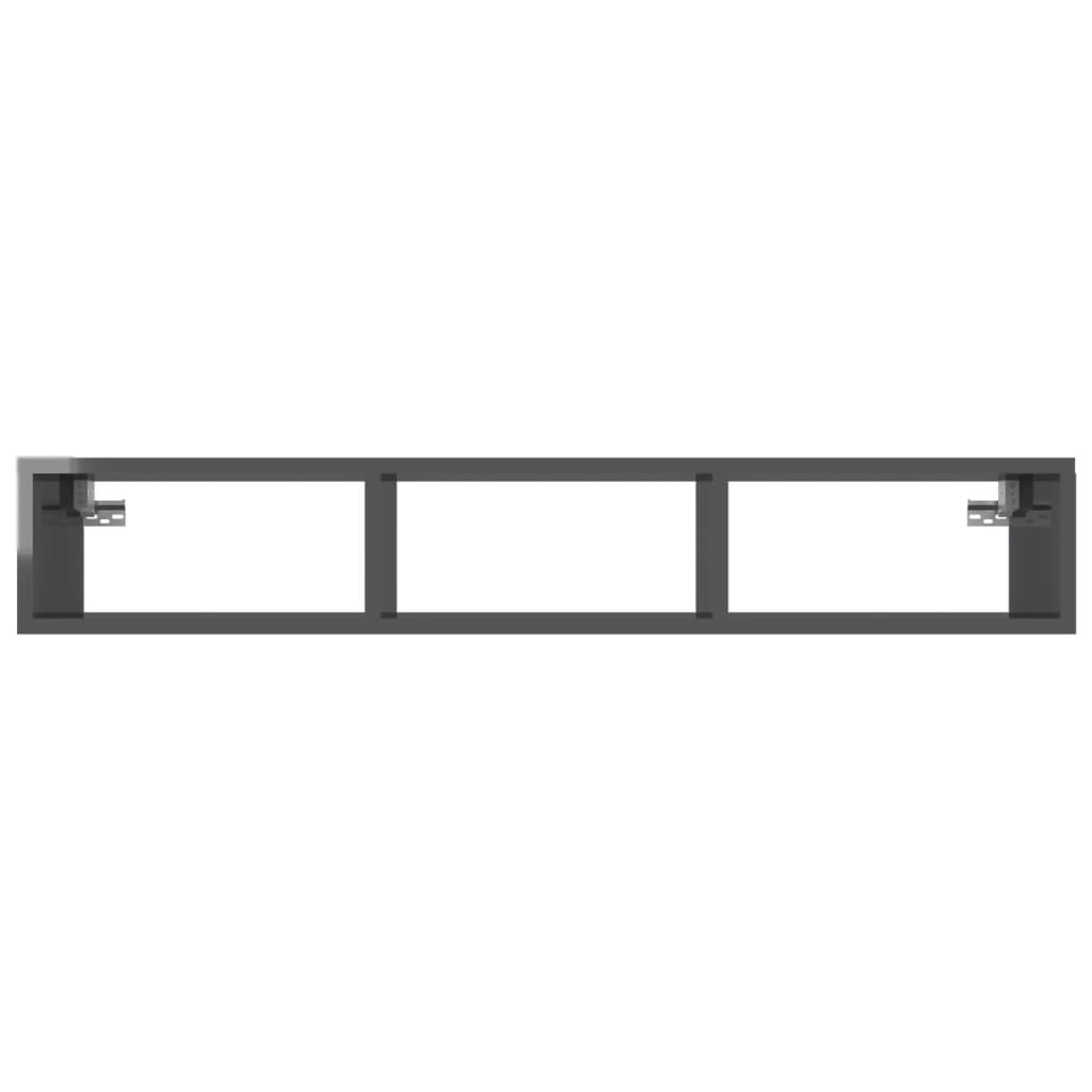 Wall Shelf High Gloss Grey 102x30x17 cm Engineered Wood