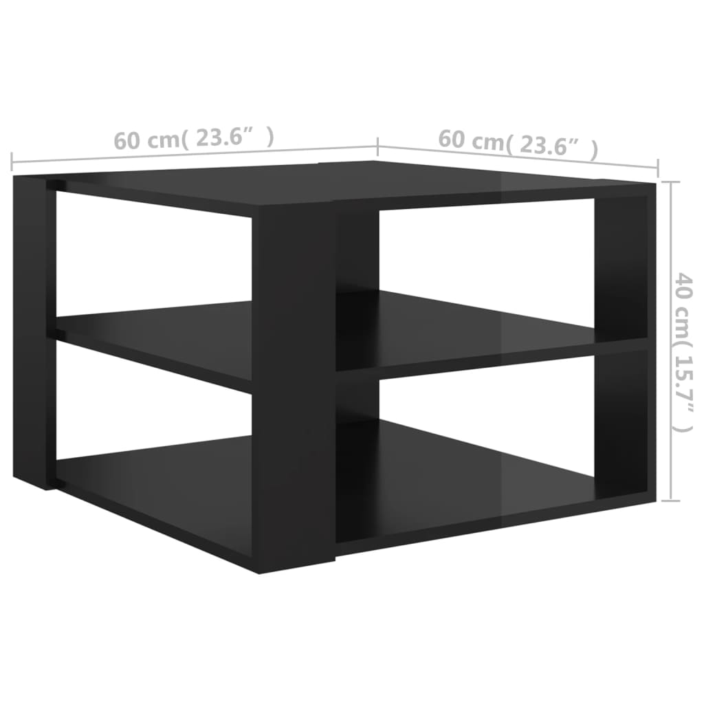 Coffee Table High Gloss Black 60x60x40 cm Engineered Wood