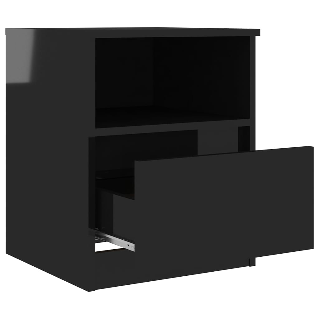 Bed Cabinet High Gloss Black 40x40x50 cm Engineered Wood