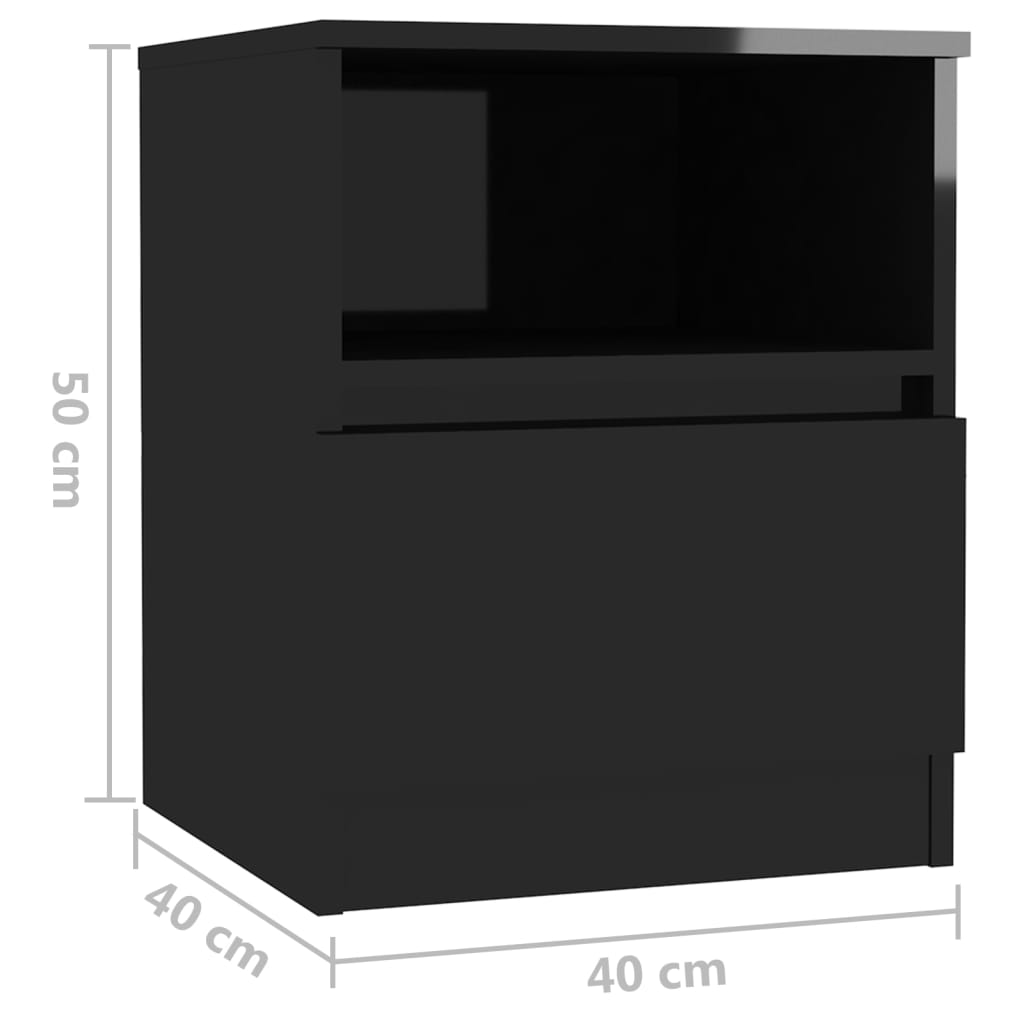 Bed Cabinet High Gloss Black 40x40x50 cm Engineered Wood