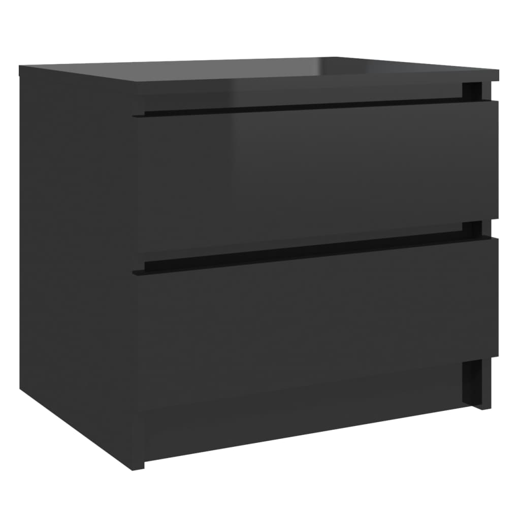 Bed Cabinet High Gloss Black 50x39x43.5 cm Engineered Wood