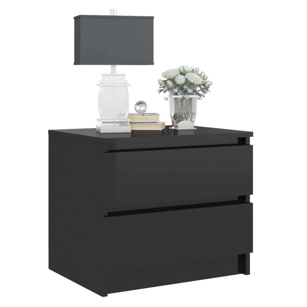 Bed Cabinet High Gloss Black 50x39x43.5 cm Engineered Wood