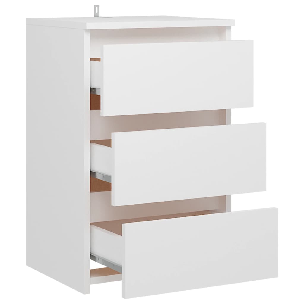 Bed Cabinet White 40x35x62.5 cm Engineered Wood