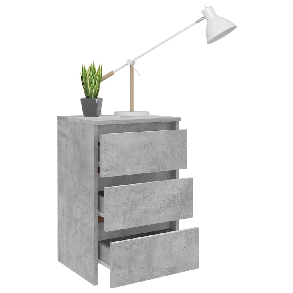 Bed Cabinet Concrete Grey 40x35x62.5 cm Engineered Wood