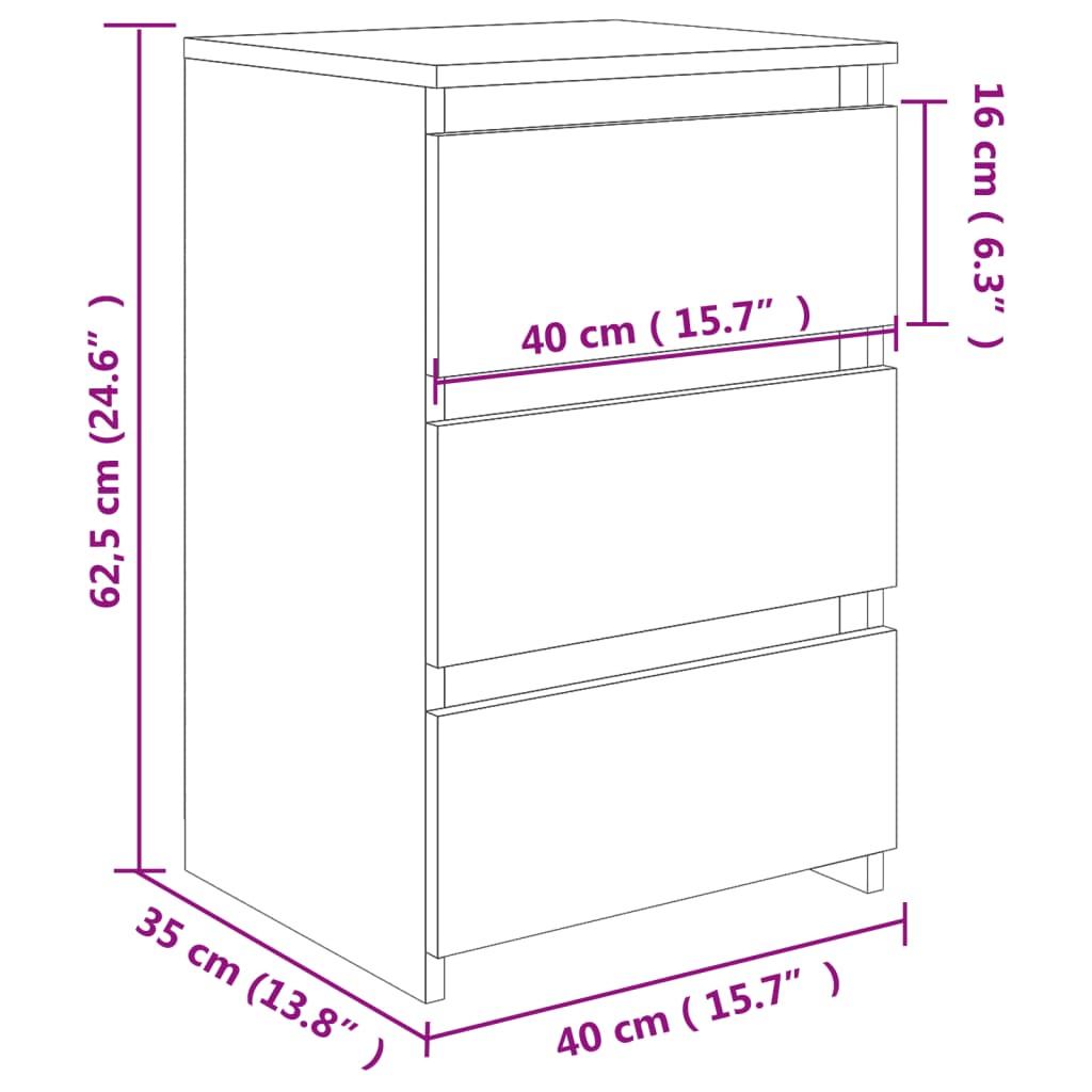 Bed Cabinet Concrete Grey 40x35x62.5 cm Engineered Wood