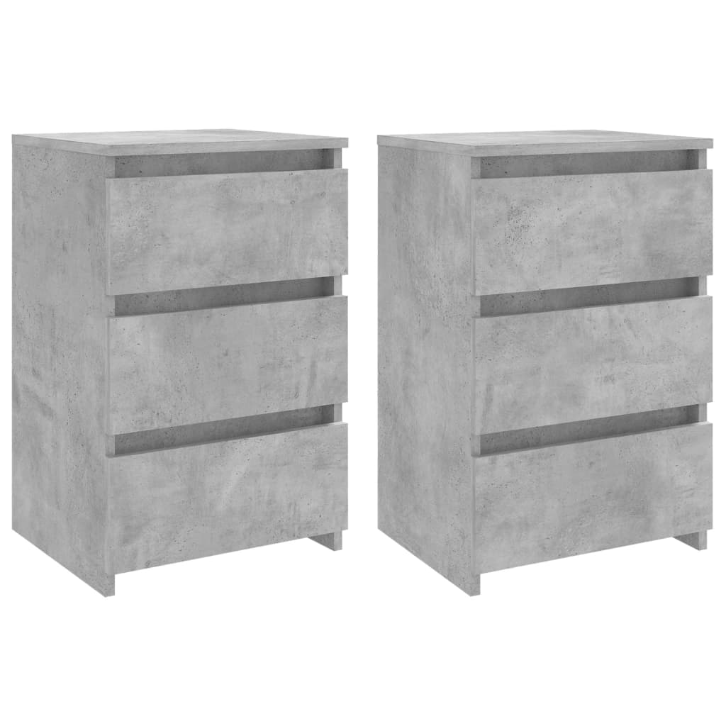 Bed Cabinets 2 pcs Concrete Grey 40x35x62.5 cm Engineered Wood