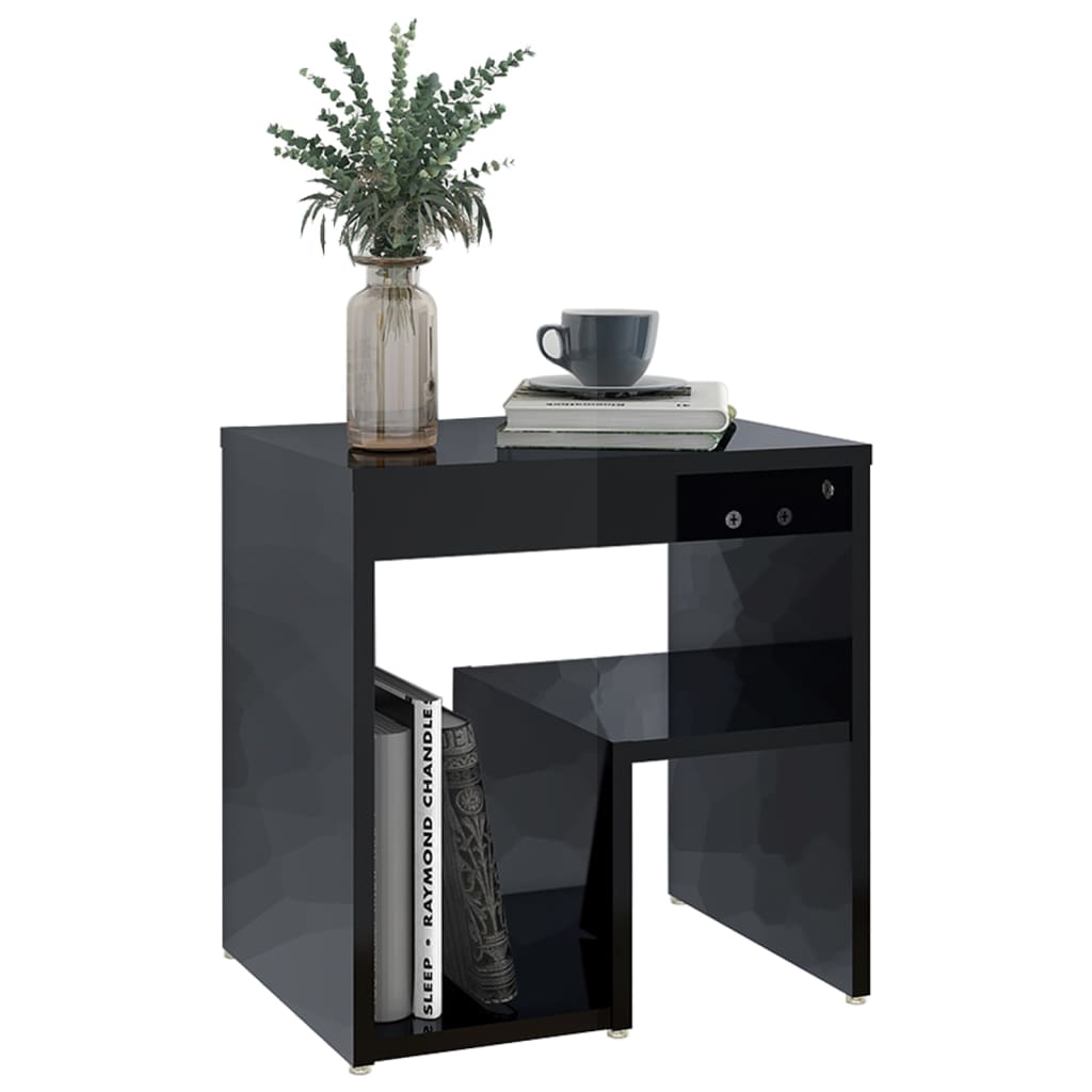 Bed Cabinet High Gloss Black 40x30x40 cm Engineered Wood