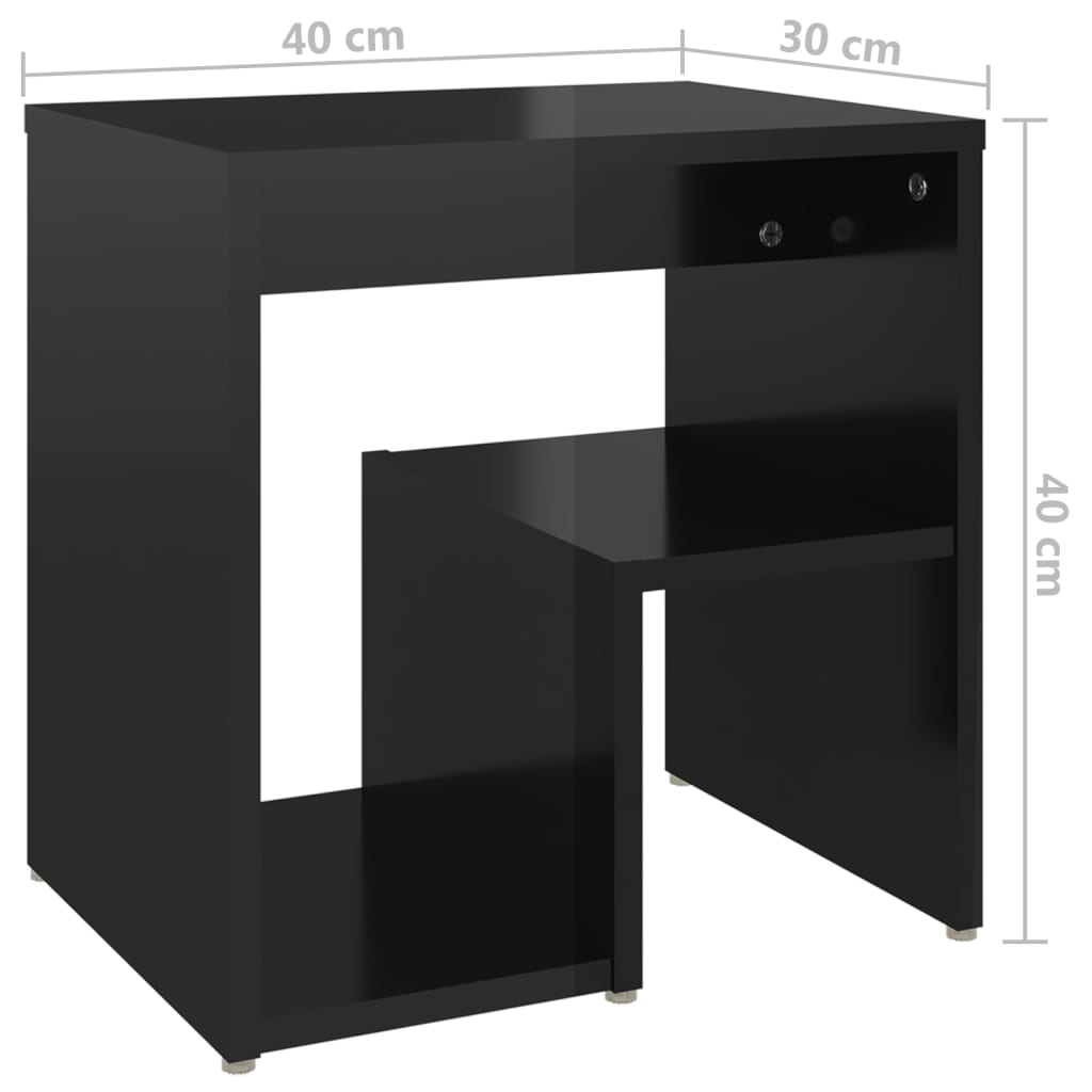 Bed Cabinets 2 pcs High Gloss Black 40x30x40 cm Engineered Wood