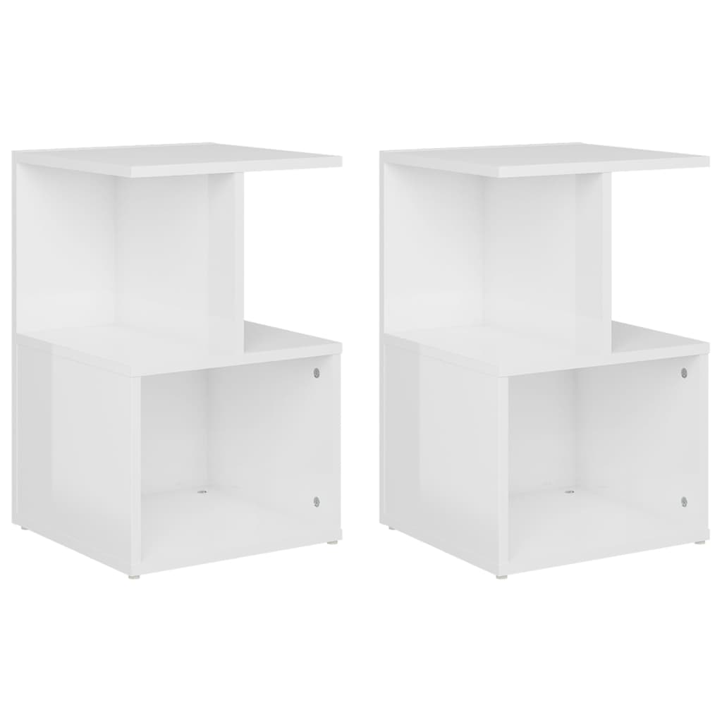 Bedside Cabinets 2 pcs High Gloss White 35x35x55 cm Engineered Wood