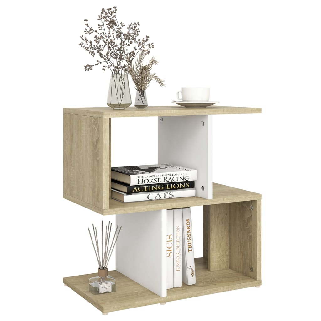 Bedside Cabinets 2pcs White and Sonoma Oak 50x30x51.5cm Engineered Wood