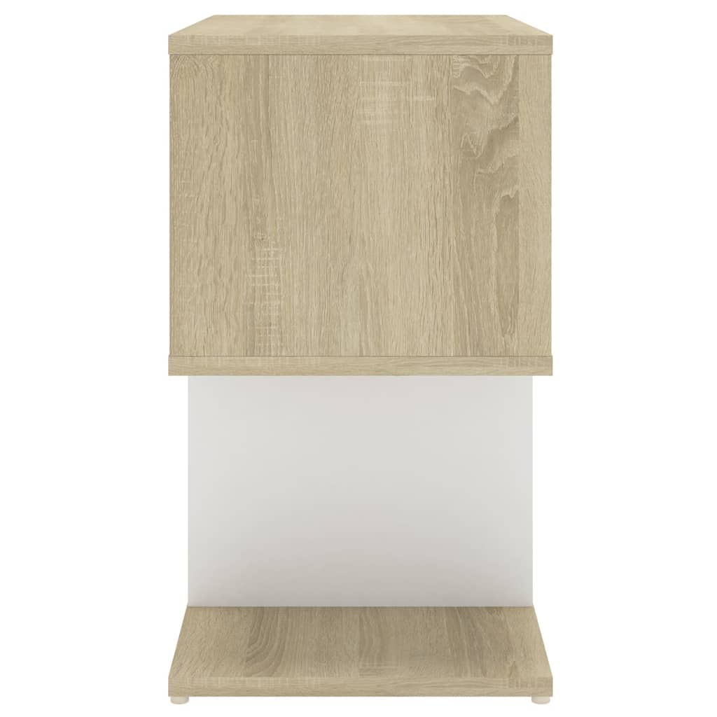 Bedside Cabinets 2pcs White and Sonoma Oak 50x30x51.5cm Engineered Wood