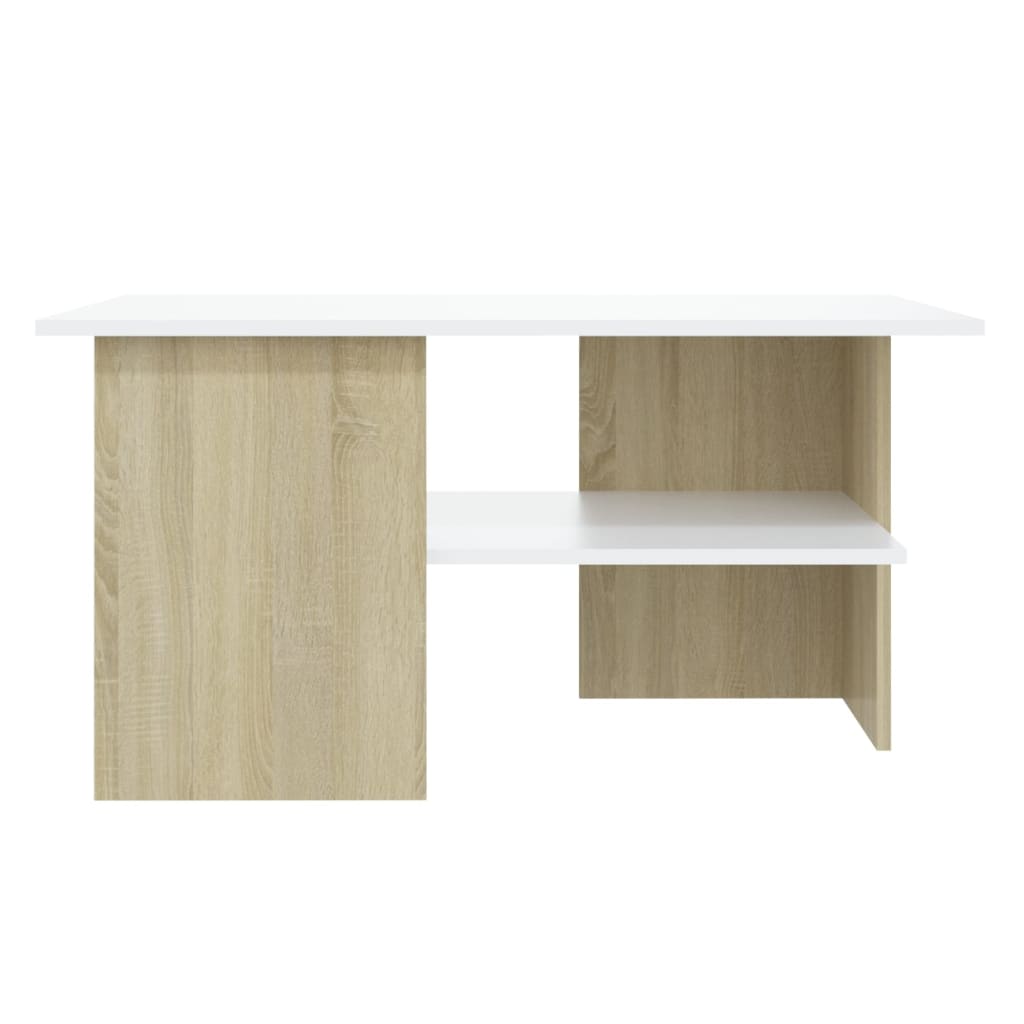 Coffee Table White and Sonoma Oak 90x60x46.5 cm Engineered Wood