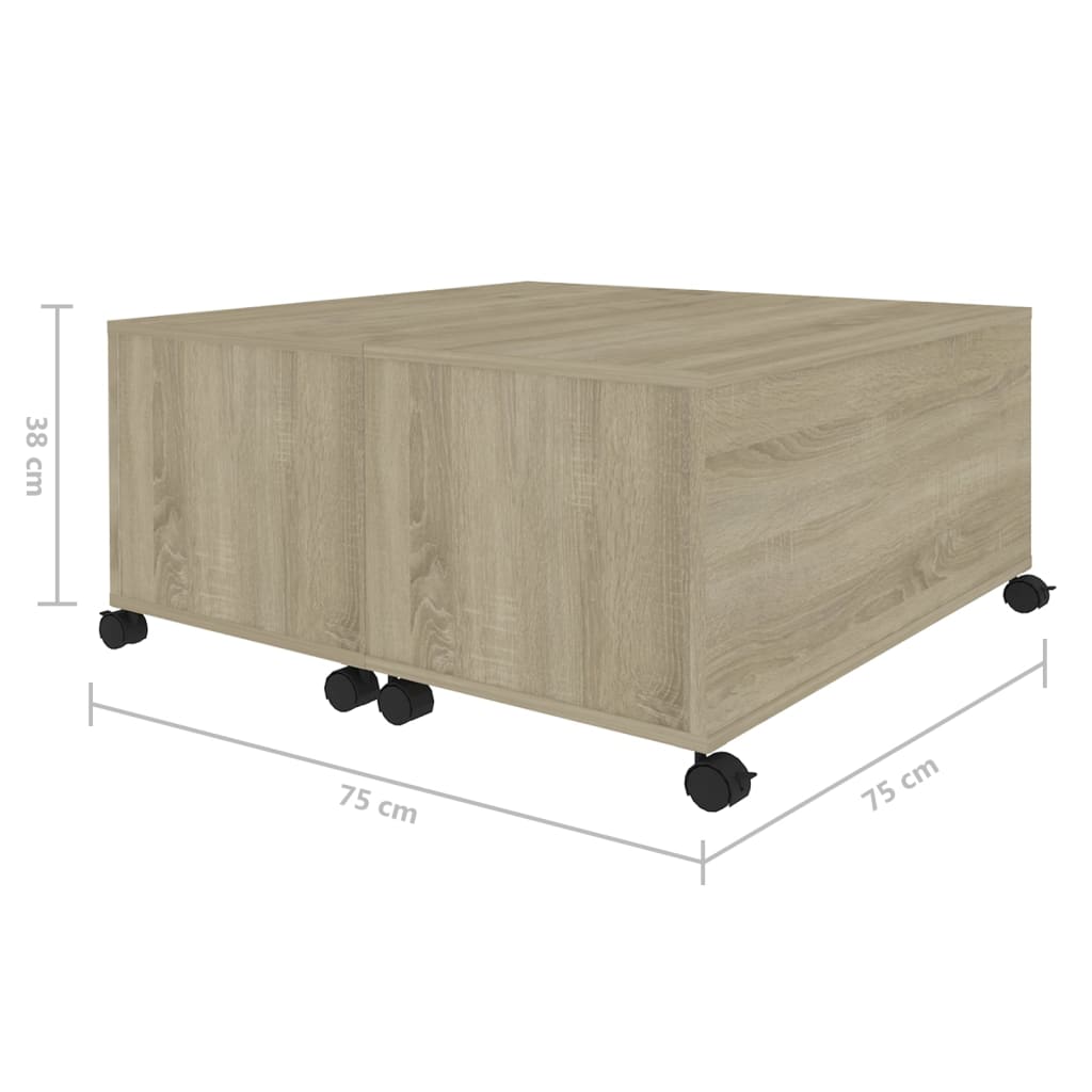 Coffee Table Sonoma Oak 75x75x38 cm Engineered Wood