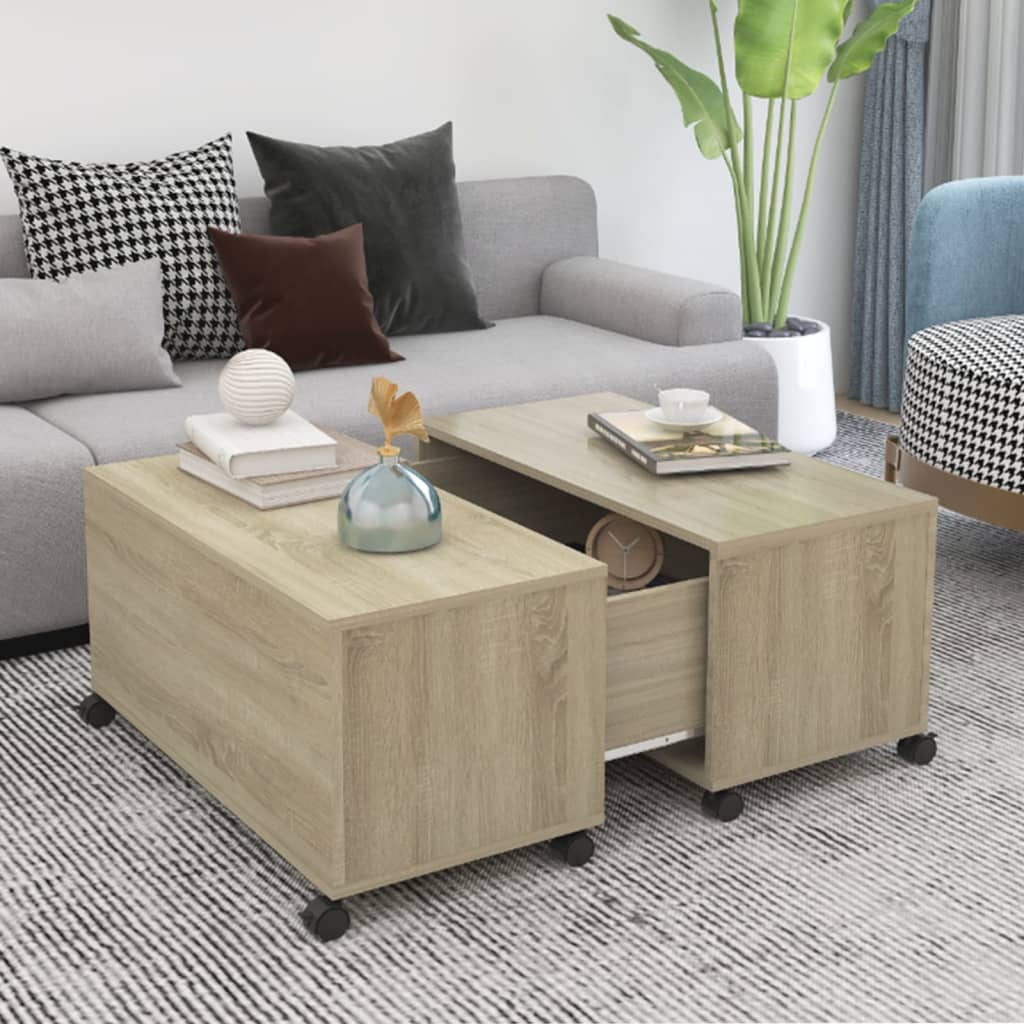 Coffee Table Sonoma Oak 75x75x38 cm Engineered Wood