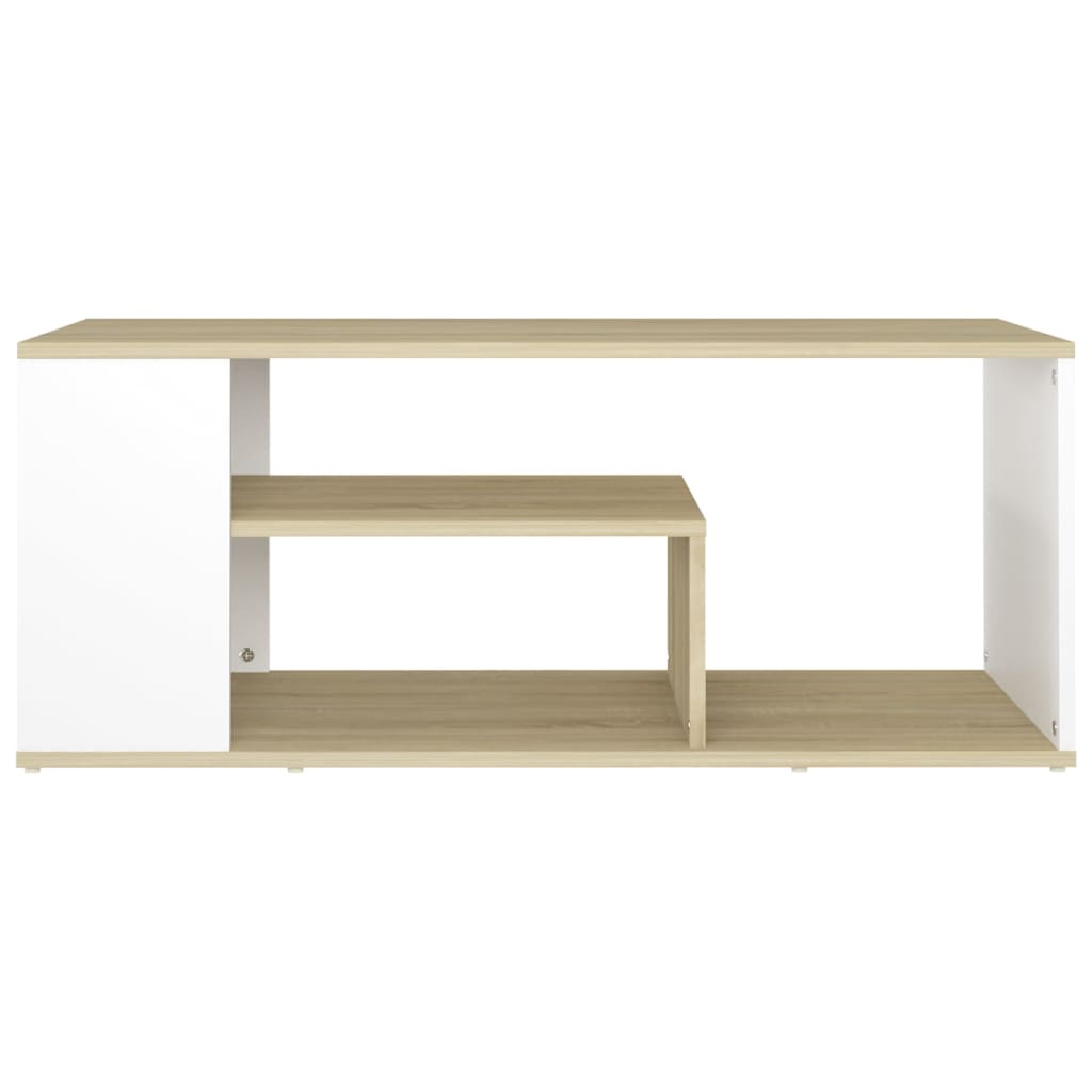 Coffee Table White and Sonoma Oak 100x50x40 cm Engineered Wood