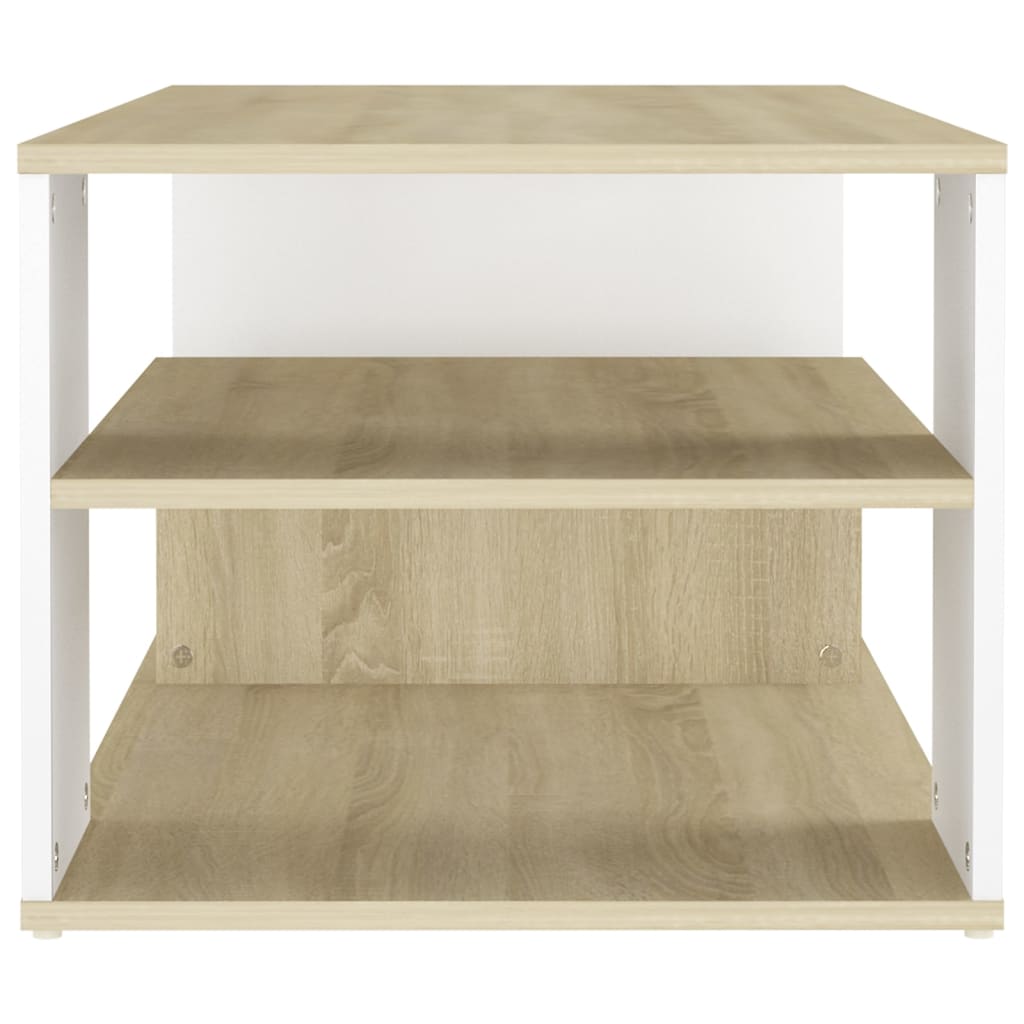 Coffee Table White and Sonoma Oak 100x50x40 cm Engineered Wood