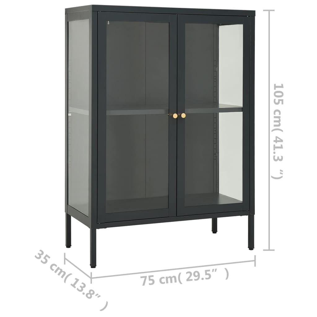 Sideboard Anthracite 75x35x105 cm Steel and Glass