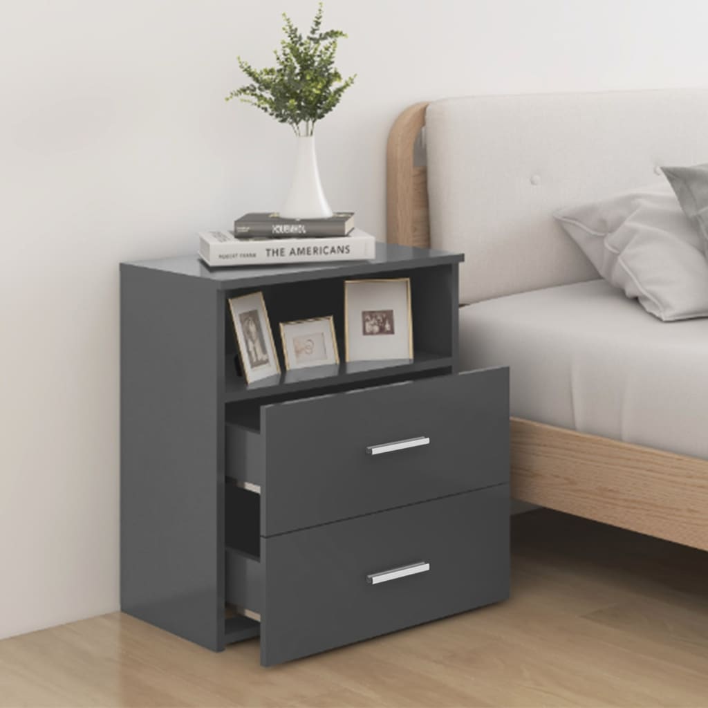 Bed Cabinet Grey 50x32x60 cm