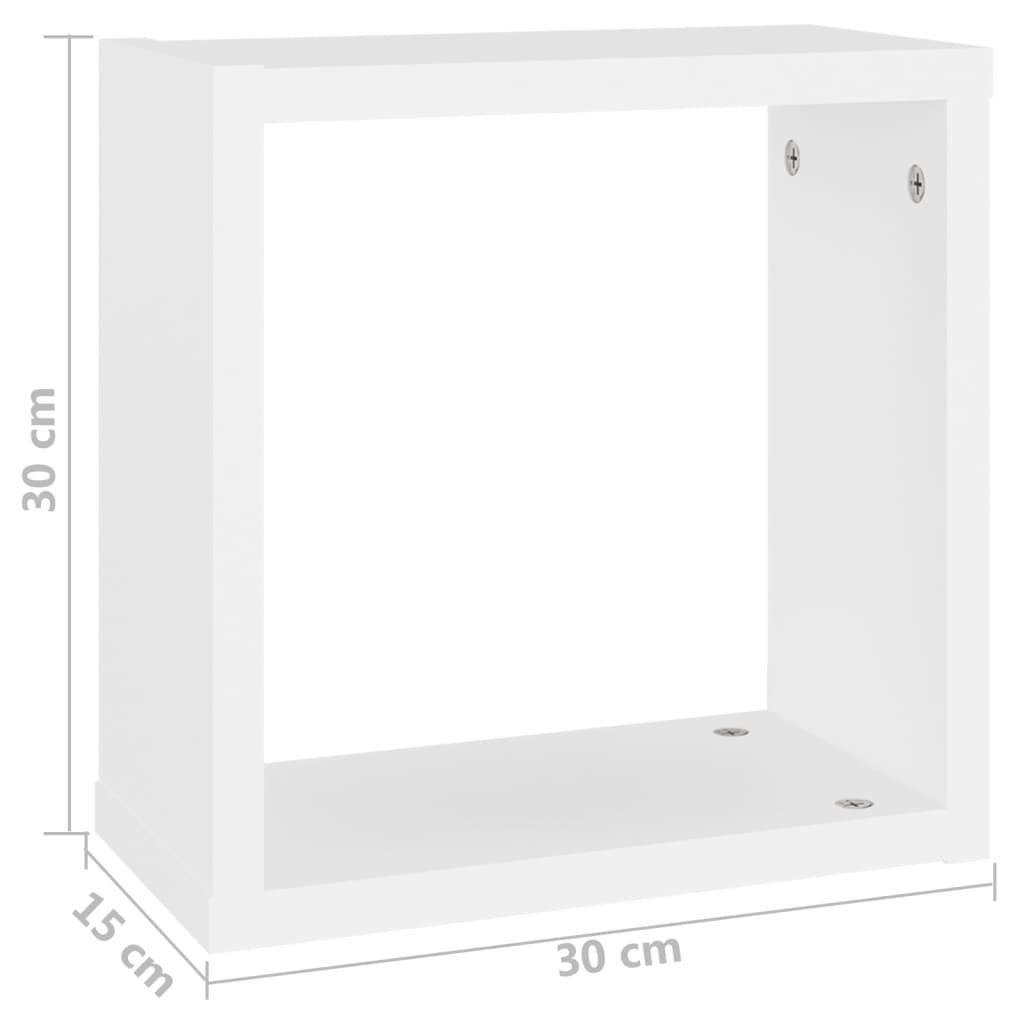 Wall Cube Shelves 6 pcs White 30x15x30 cm